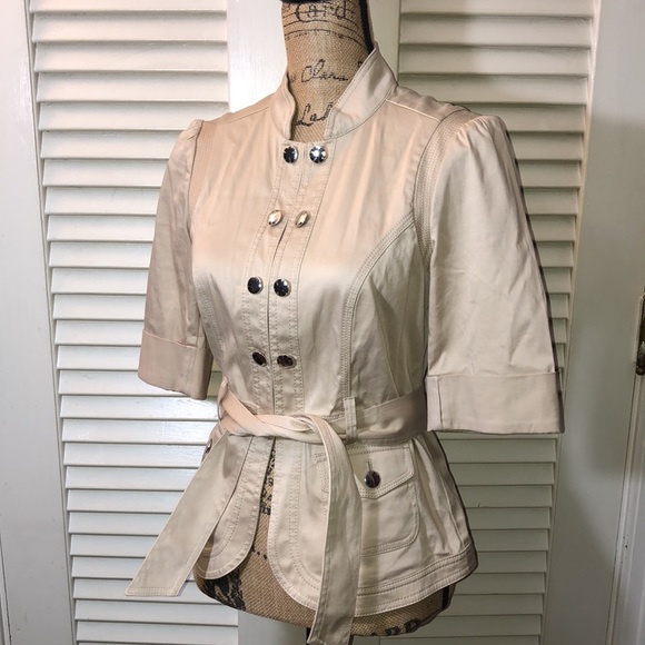 WH|BM Khaki 3/4 Sleeve Belted Jacket - Picture 5 of 10